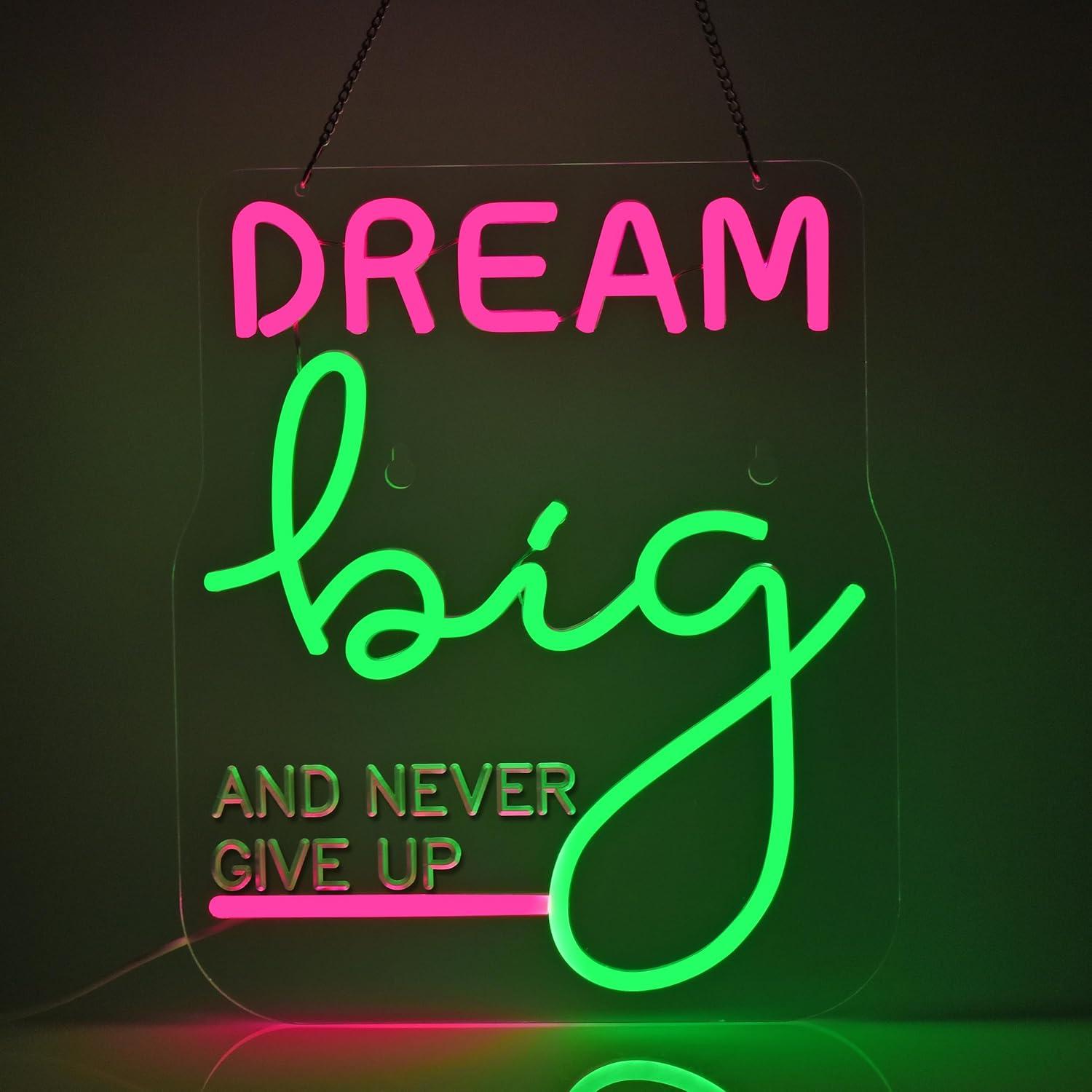 Home Gym Neon Sign - Insegna al Neon 'Dream Big', Luci