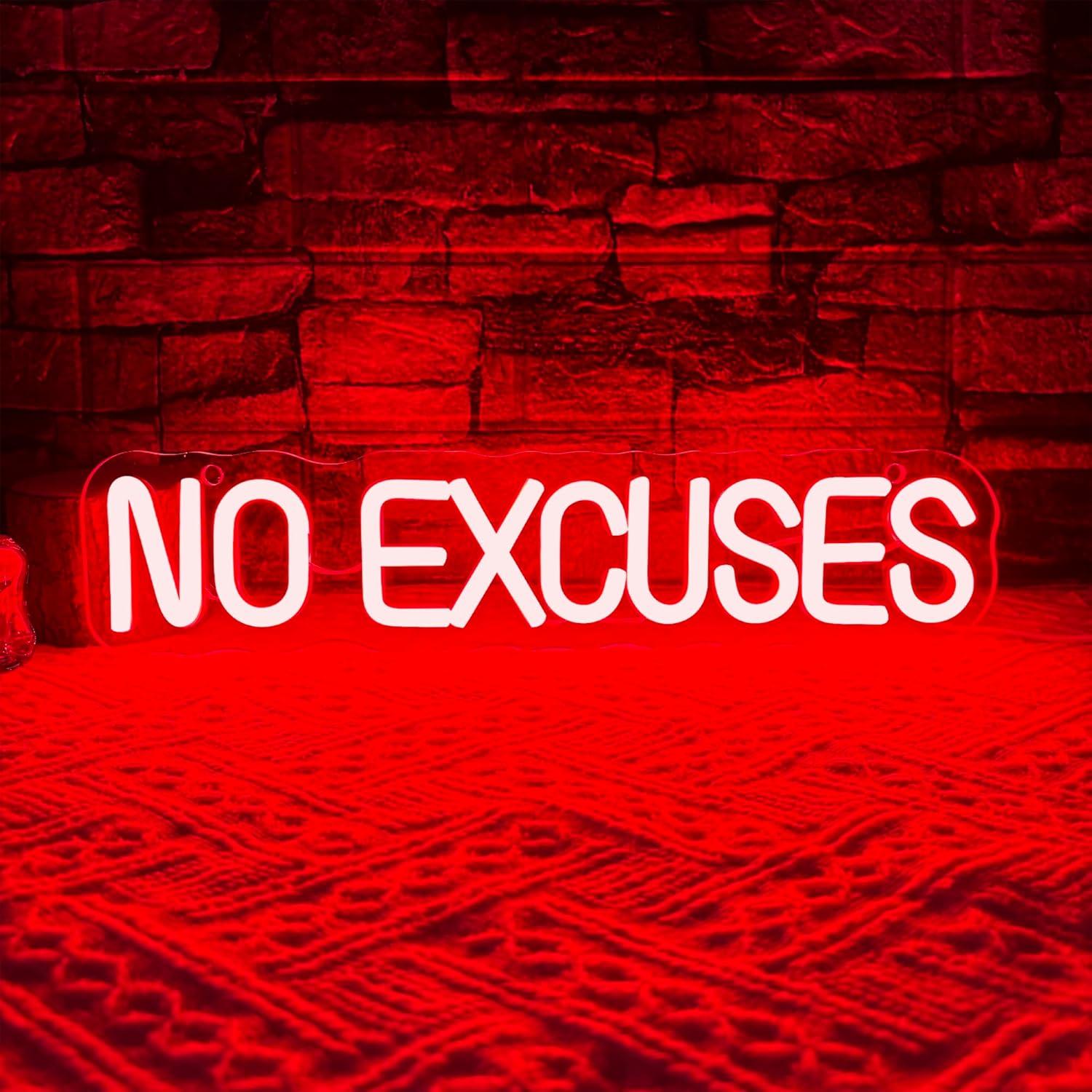 Insegna al Neon 'No Excuses' c - Home Gym Neon Sign recensione e prezzo