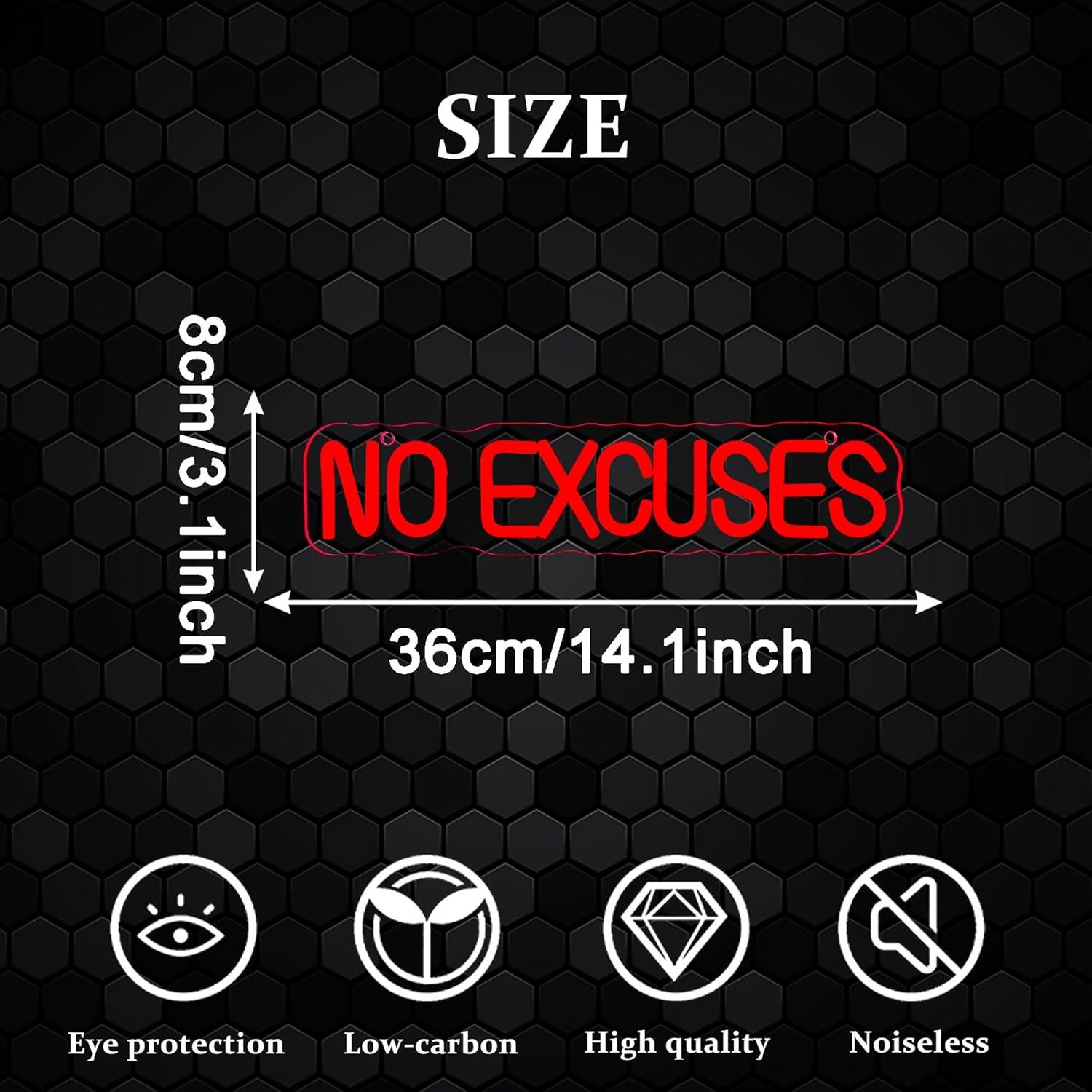 Insegna al Neon 'No Excuses' c - Home Gym Neon Sign recensione e prezzo